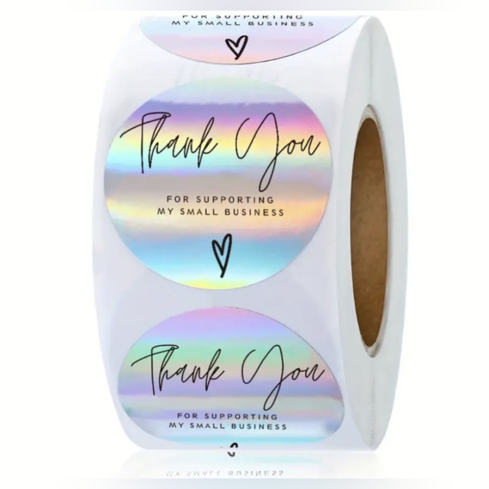 10/$10 500 Stickers, Thank You, Holographic Rainbow, Shipping Supplies